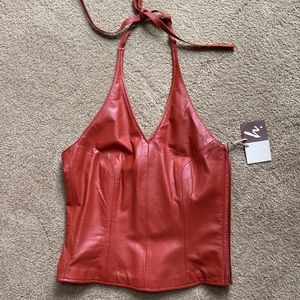 NWT Neely Mack orange/rust leather halter.